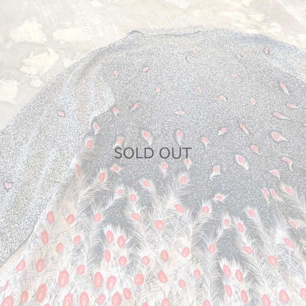 画像9: PEACOCK FEATHER GRAPHIC PATTERN SHEER L/S SHIRT / Mens L (9)