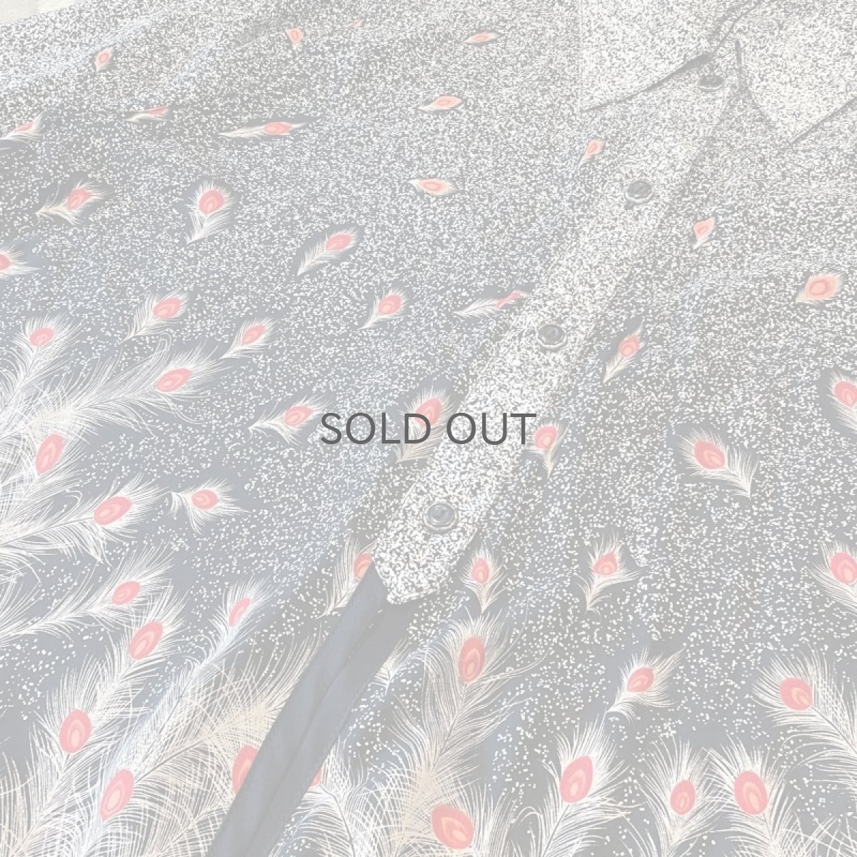 画像10: PEACOCK FEATHER GRAPHIC PATTERN SHEER L/S SHIRT / Mens L (10)