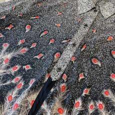 画像10: PEACOCK FEATHER GRAPHIC PATTERN SHEER L/S SHIRT / Mens L (10)