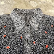 画像11: PEACOCK FEATHER GRAPHIC PATTERN SHEER L/S SHIRT / Mens L (11)