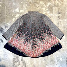 画像2: PEACOCK FEATHER GRAPHIC PATTERN SHEER L/S SHIRT / Mens L (2)