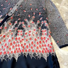 画像6: PEACOCK FEATHER GRAPHIC PATTERN SHEER L/S SHIRT / Mens L (6)