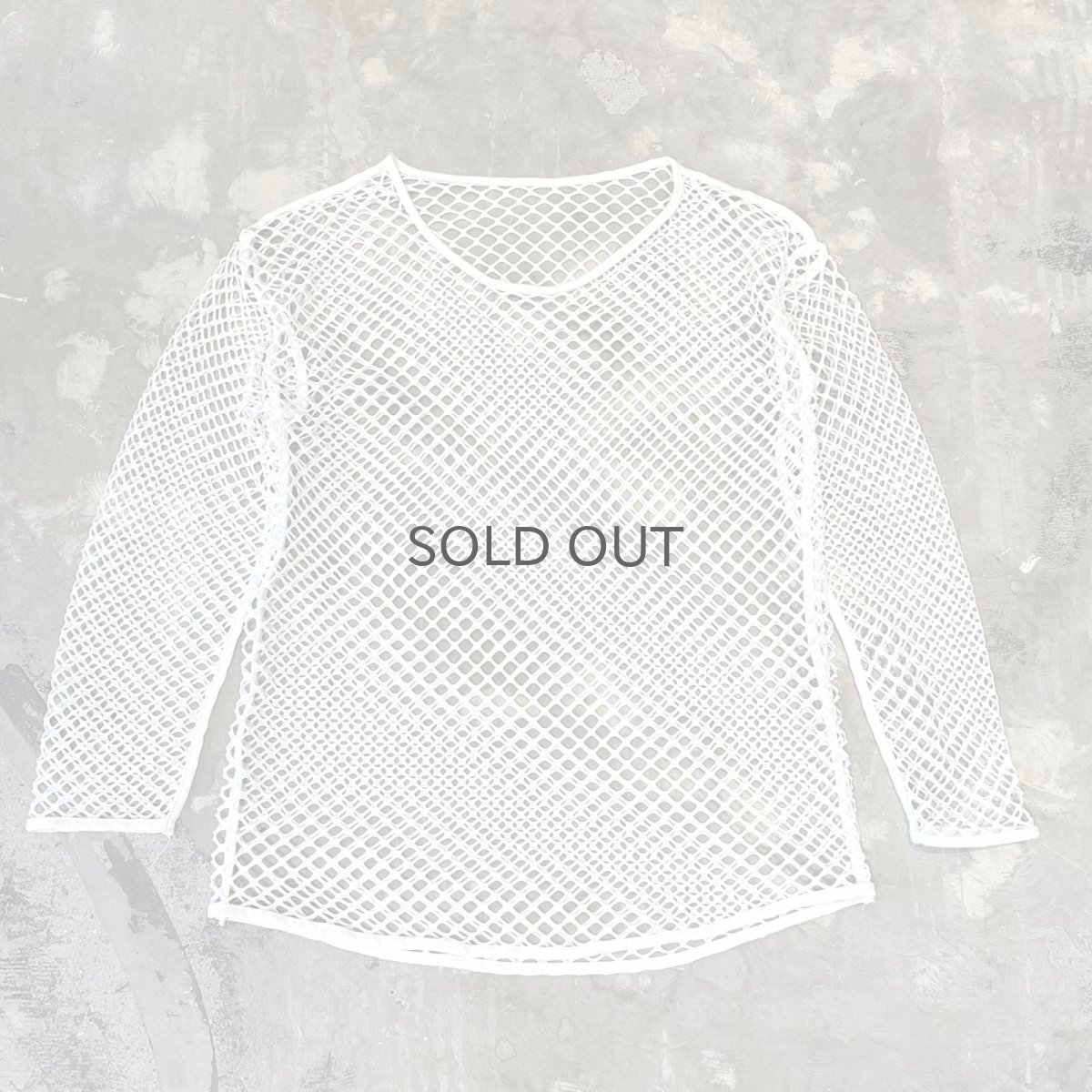 画像1: WHITE COLOR MESH DESIGN L/S TOPS / Mens XL (1)