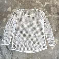 画像1: WHITE COLOR MESH DESIGN L/S TOPS / Mens XL (1)