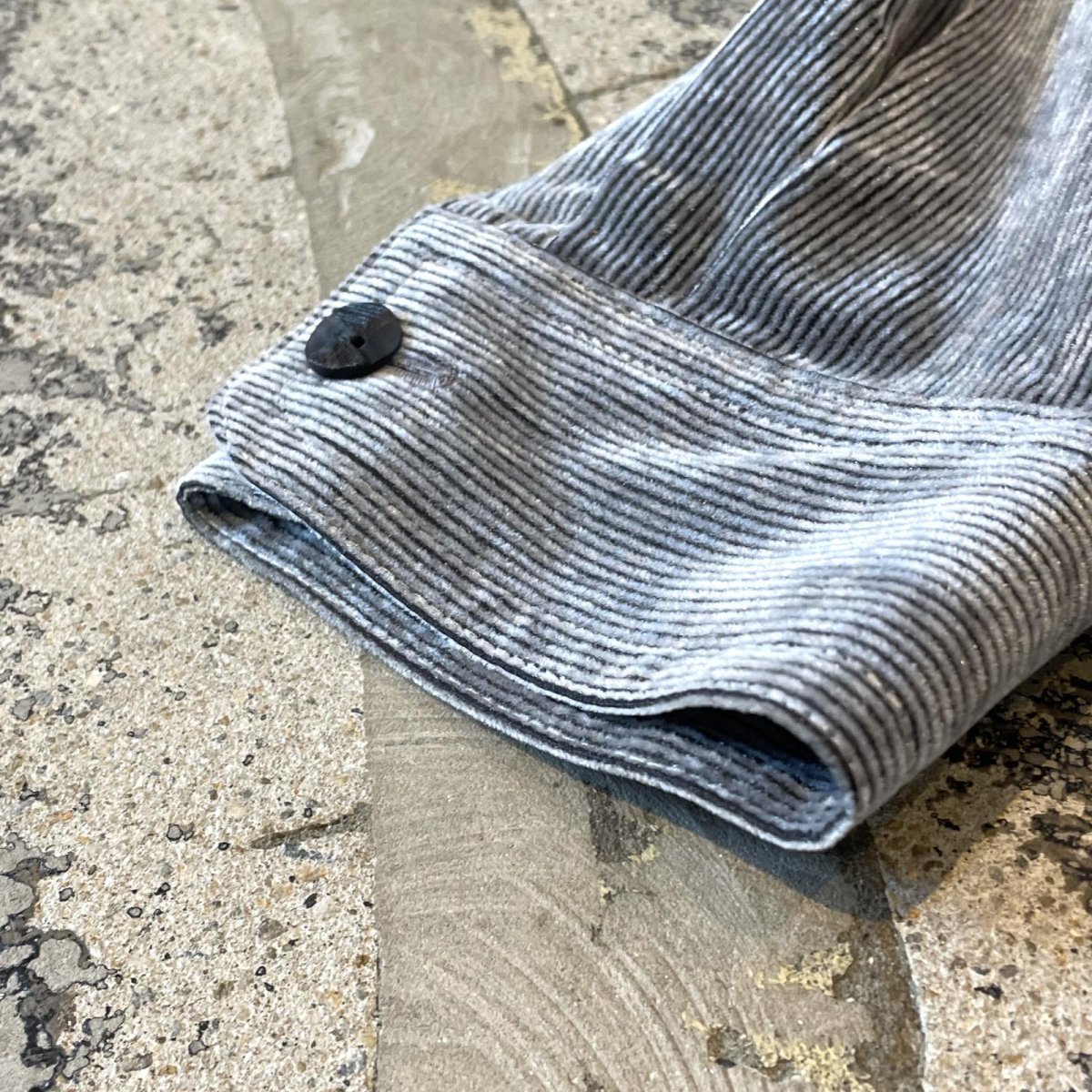 画像7: SILVER COLOR CORDUROY SHEER L/S SHIRT / Mens S~M (7)