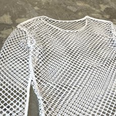 画像9: WHITE COLOR MESH DESIGN L/S TOPS / Mens XL (9)