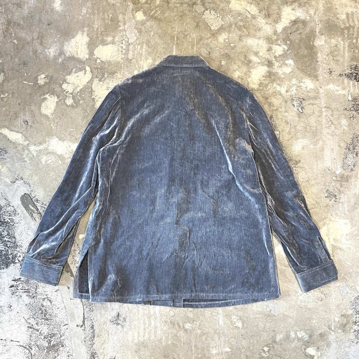 画像2: SILVER COLOR CORDUROY SHEER L/S SHIRT / Mens S~M (2)