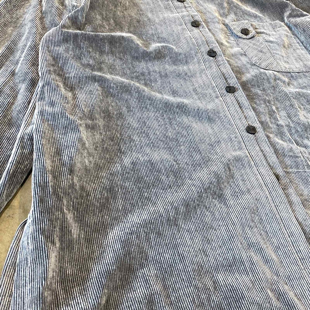 画像5: SILVER COLOR CORDUROY SHEER L/S SHIRT / Mens S~M (5)