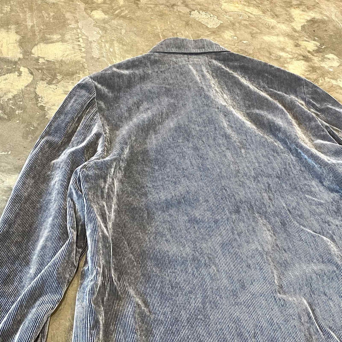 画像9: SILVER COLOR CORDUROY SHEER L/S SHIRT / Mens S~M (9)