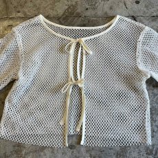 画像9: DOUBLE RIBBON DESIGN MESH SHORT L/S CARDIGAN  / Ladies M (9)