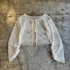 画像1: DOUBLE RIBBON DESIGN MESH SHORT L/S CARDIGAN  / Ladies M (1)