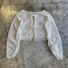 画像2: DOUBLE RIBBON DESIGN MESH SHORT L/S CARDIGAN  / Ladies M (2)