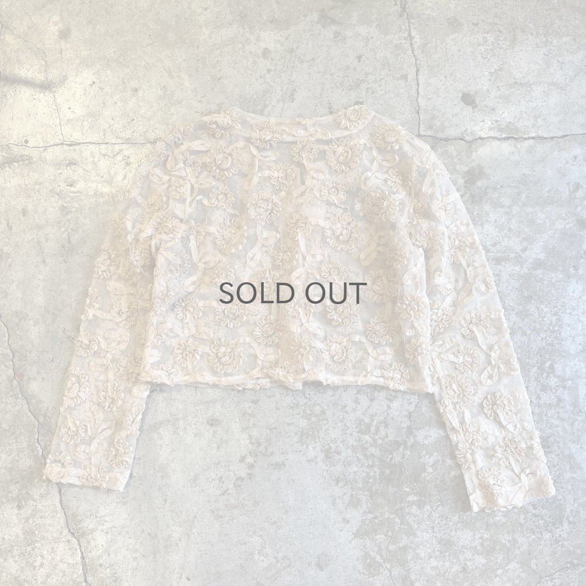 画像2: ALL OVER FLORAL EMBROIDERY DESIGN TULLE SHORT CARDIGAN / Ladies M (2)