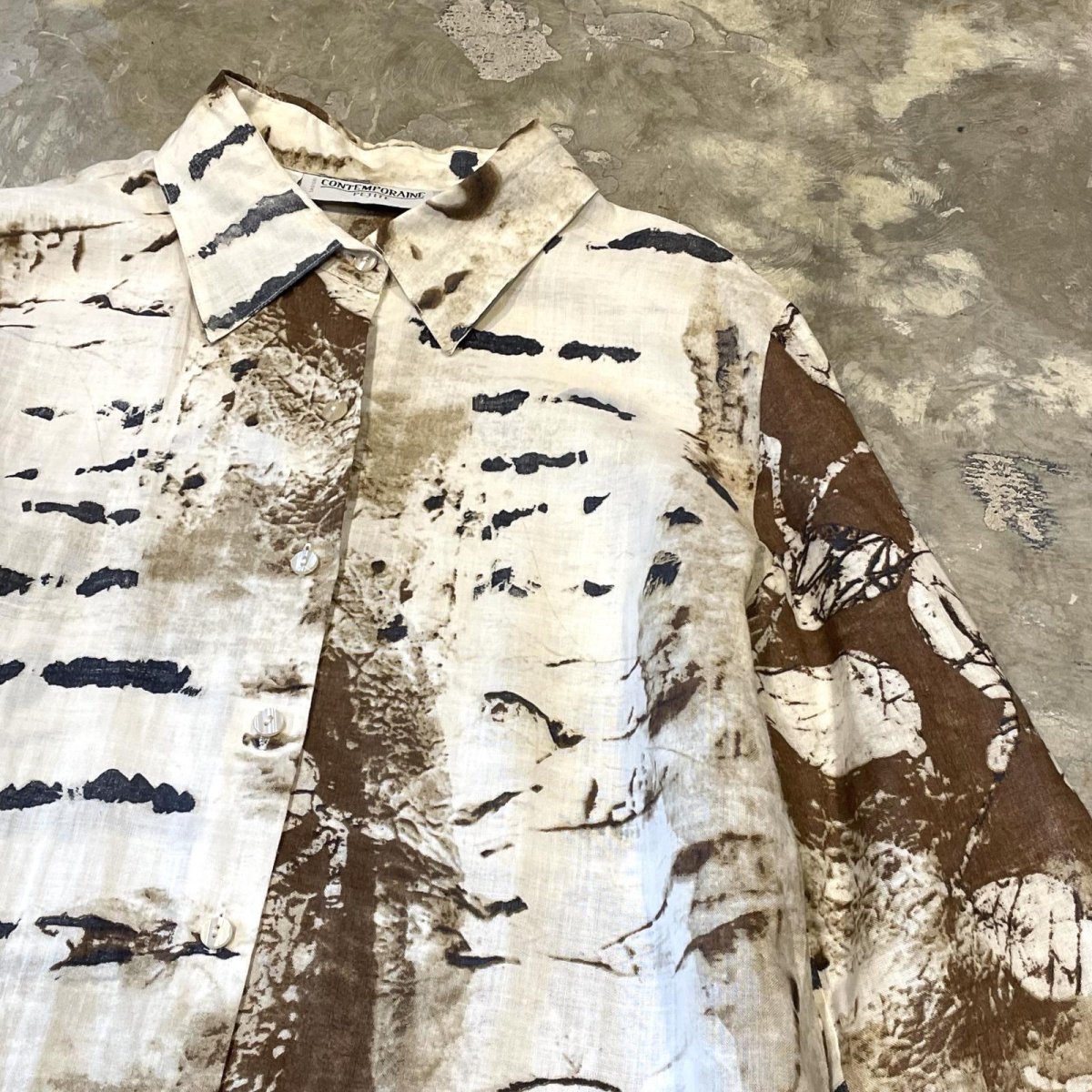 画像4: ALL OVER GRAPHIC PATTERN SHEER L/S SHIRT / Mens L(S~M) (4)