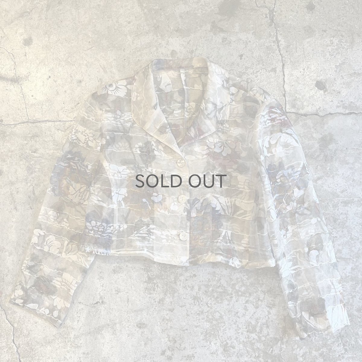 画像1: FLOWER ALL OVER PATTERN SHEER SHORT DESIGN JACKET / Ladies M (1)