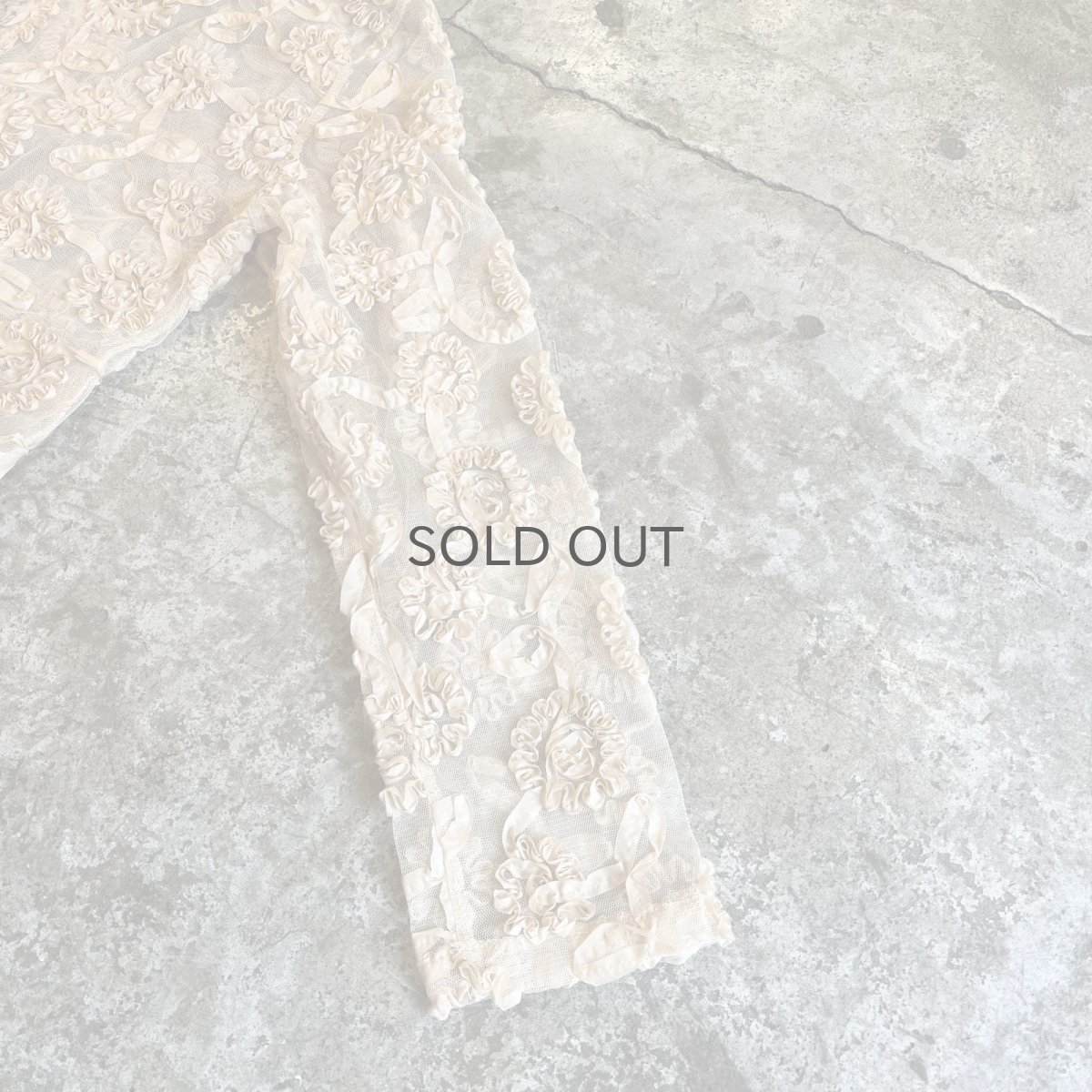 画像7: ALL OVER FLORAL EMBROIDERY DESIGN TULLE SHORT CARDIGAN / Ladies M (7)