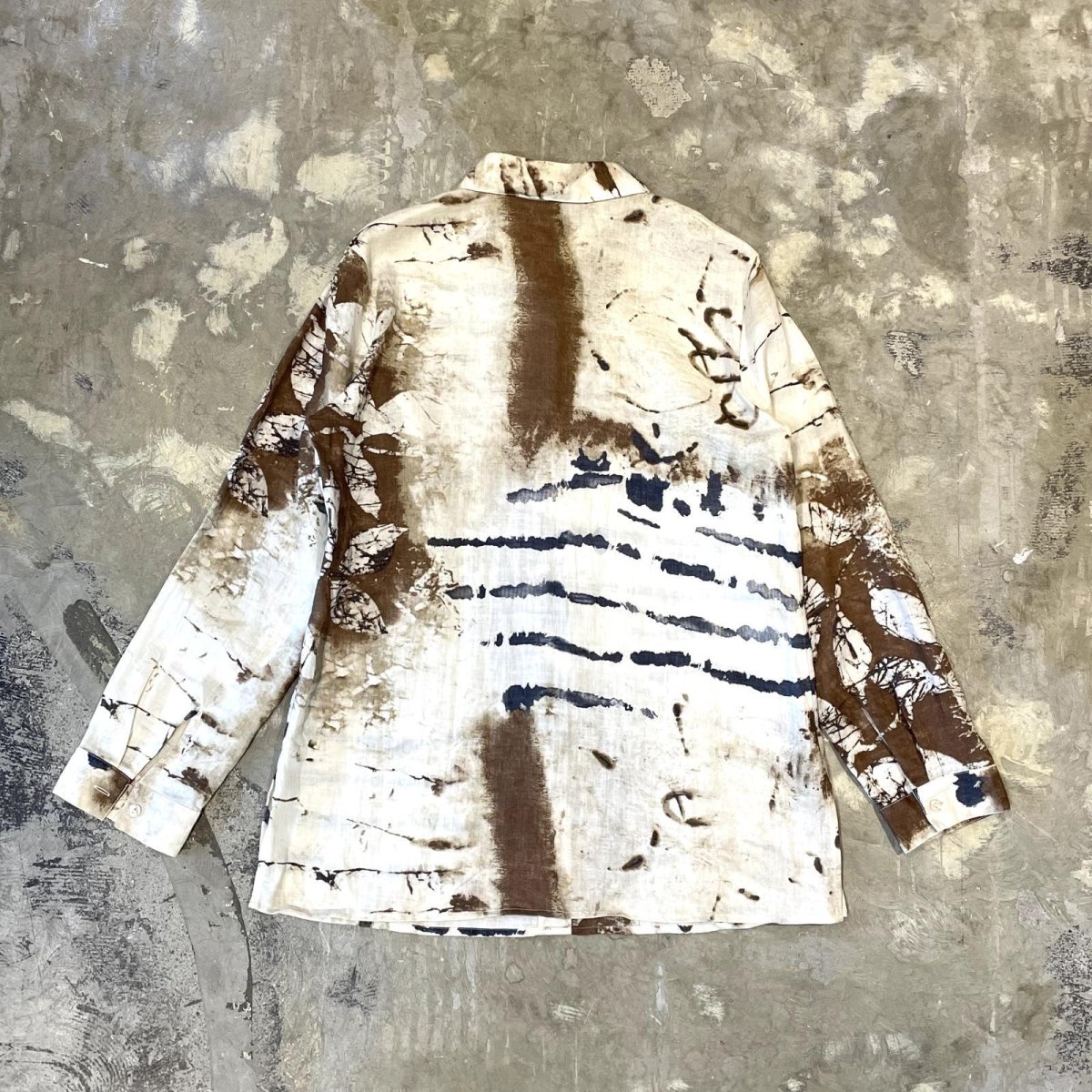 画像2: ALL OVER GRAPHIC PATTERN SHEER L/S SHIRT / Mens L(S~M) (2)