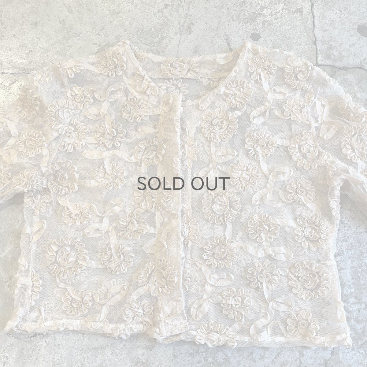画像8: ALL OVER FLORAL EMBROIDERY DESIGN TULLE SHORT CARDIGAN / Ladies M (8)