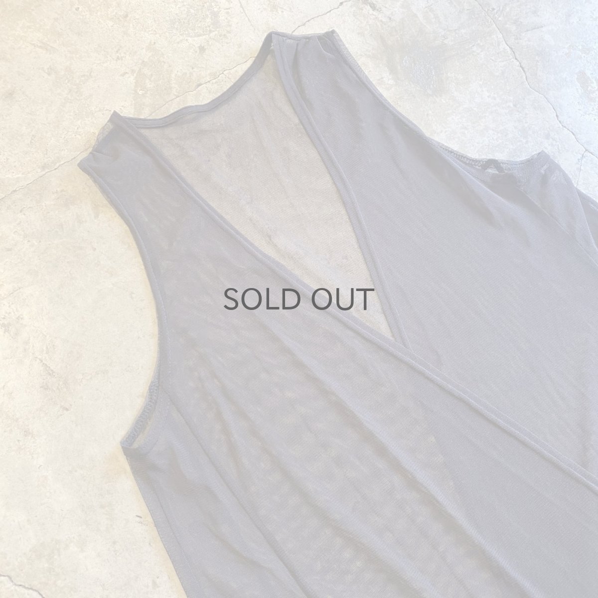画像3: BLACK COLOR POCKET DESIGN SHEER VEST / Ladies M (3)