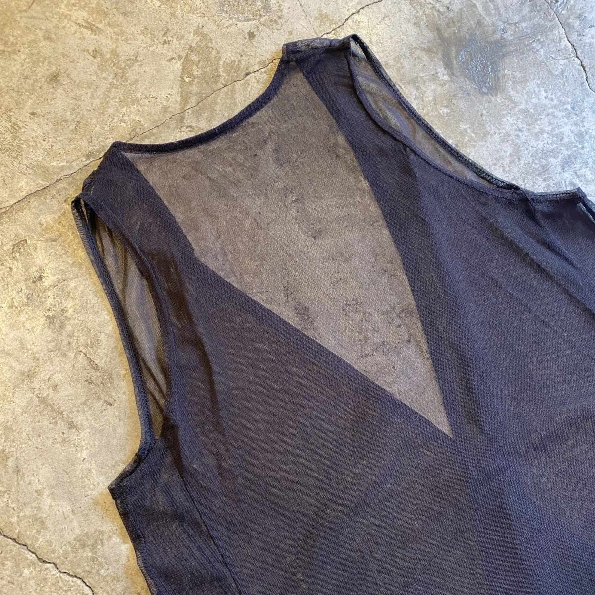 画像9: BLACK COLOR POCKET DESIGN SHEER VEST / Ladies M (9)