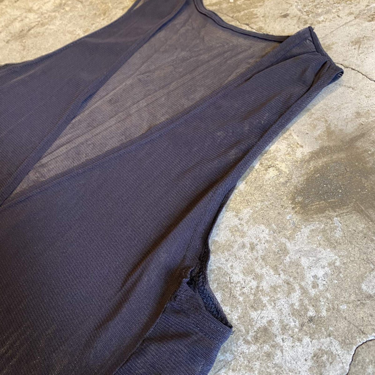 画像6: BLACK COLOR POCKET DESIGN SHEER VEST / Ladies M (6)