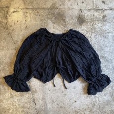 画像1: ALL OVER STRIPE FRILL RIBBON CARDIGAN / Ladies M (1)