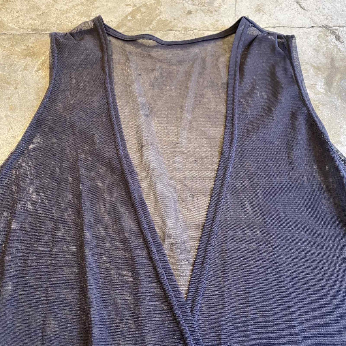 画像4: BLACK COLOR POCKET DESIGN SHEER VEST / Ladies M (4)
