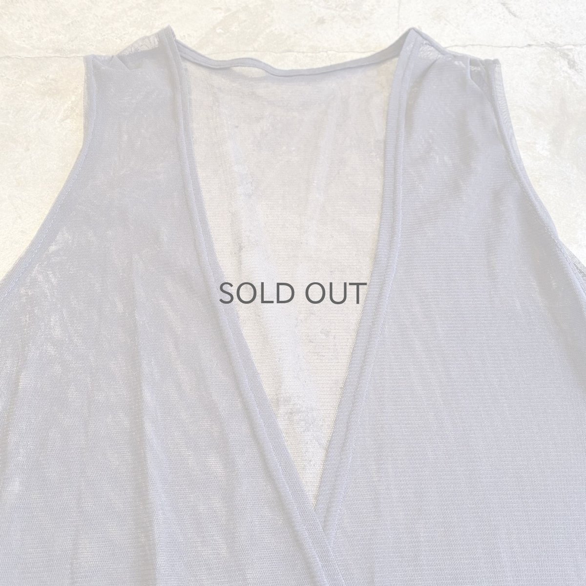 画像4: BLACK COLOR POCKET DESIGN SHEER VEST / Ladies M (4)