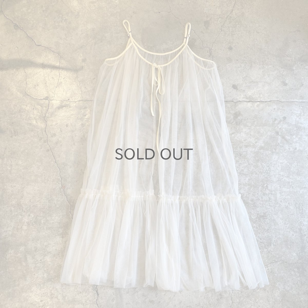 画像1: TIERED DESIGN TULLE LONG CARDIGAN ONE PIECE / Ladies M~L (1)
