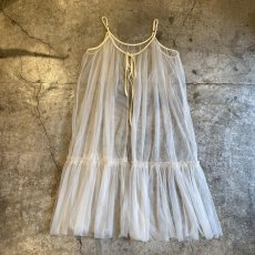画像1: TIERED DESIGN TULLE LONG CARDIGAN ONE PIECE / Ladies M~L (1)