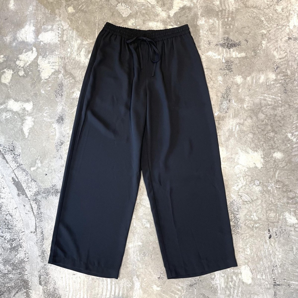 画像1: BLACK COLOR WIDE SILHOUETTE PANTS / FREE (1)