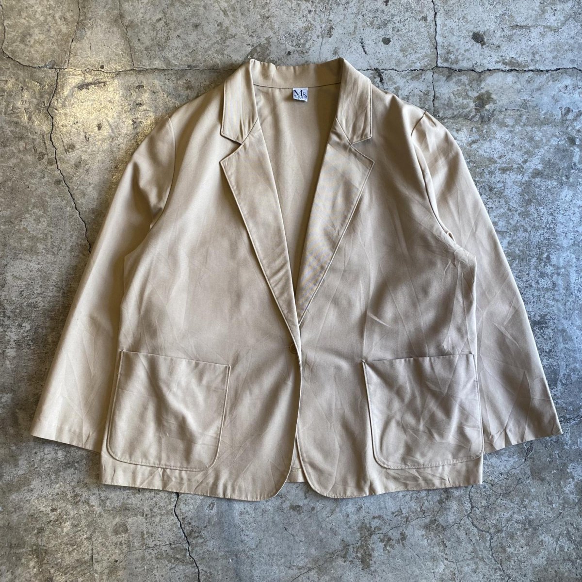 画像1: BEIGE COLOR OVER SIZE TAILORED JACKET / Ladies L / MADE IN USA (1)