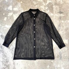 画像1: BLACK COLOR DESIGN MESH L/S SHIRT / Mens L (1)