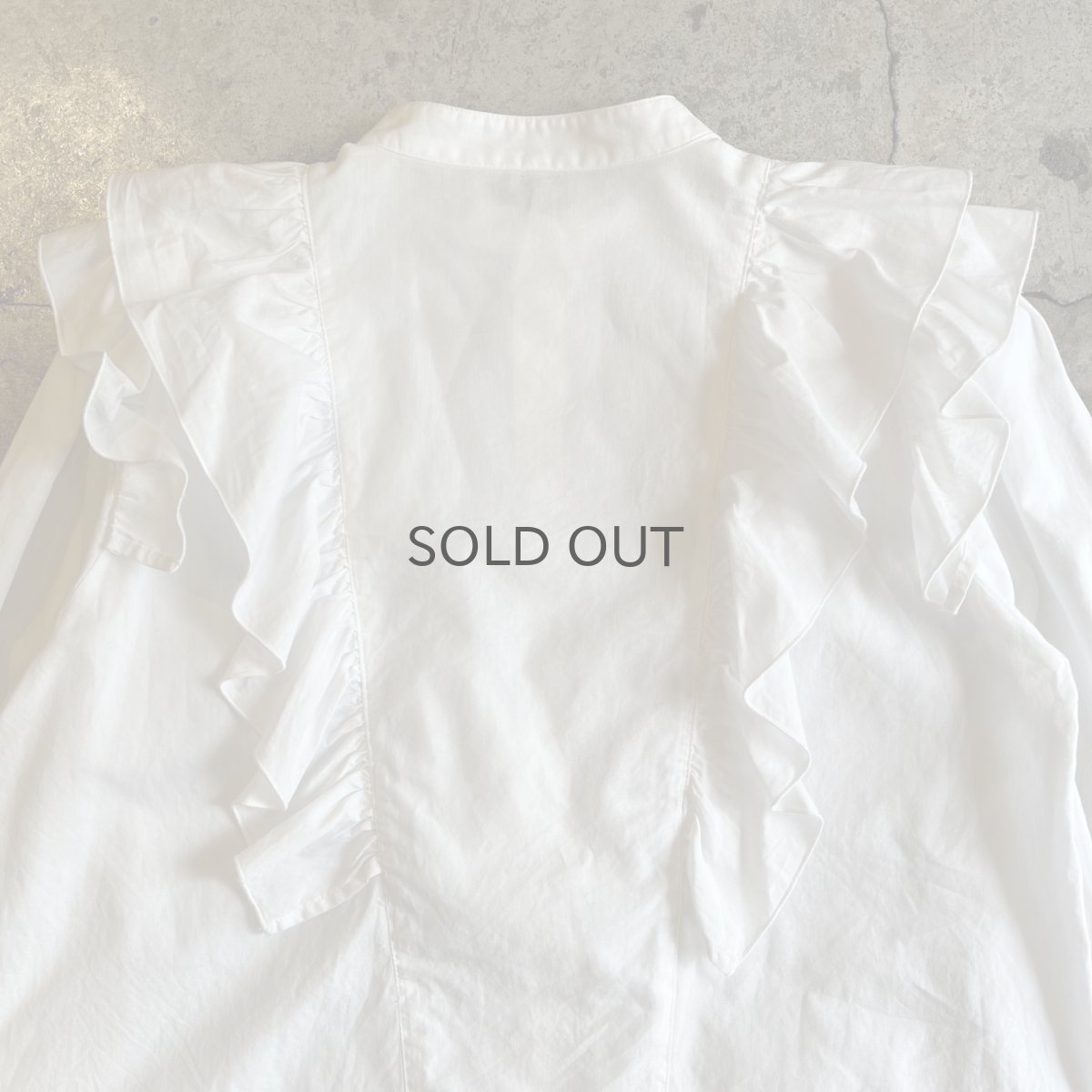 画像9: POINT FRILL DESIGN NO COLLAR L/S BLOUSE / Ladies M (9)