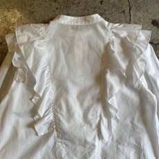 画像9: POINT FRILL DESIGN NO COLLAR L/S BLOUSE / Ladies M (9)