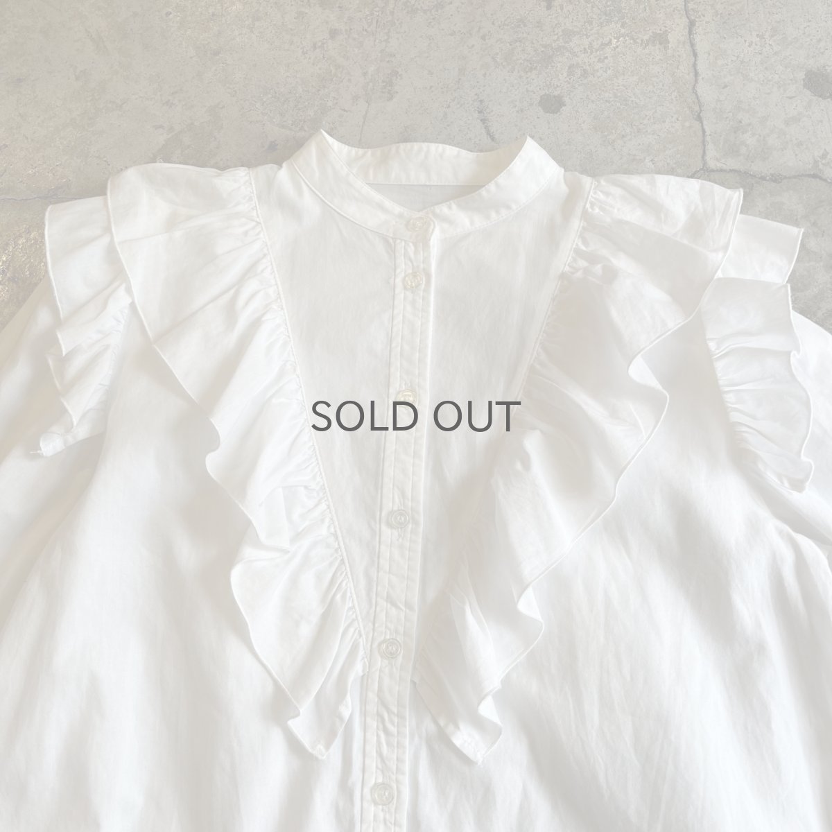 画像7: POINT FRILL DESIGN NO COLLAR L/S BLOUSE / Ladies M (7)