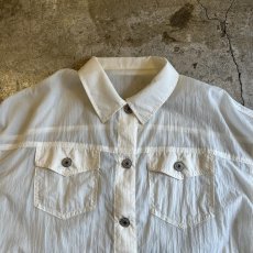 画像8: WHITE COLOR DOUBLE POCKET DESIGN SHEER JACKET / Ladies M (8)