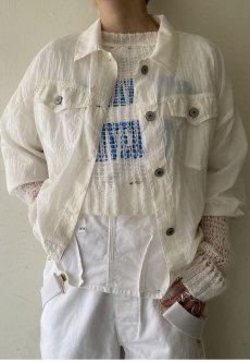 画像13: WHITE COLOR DOUBLE POCKET DESIGN SHEER JACKET / Ladies M (13)
