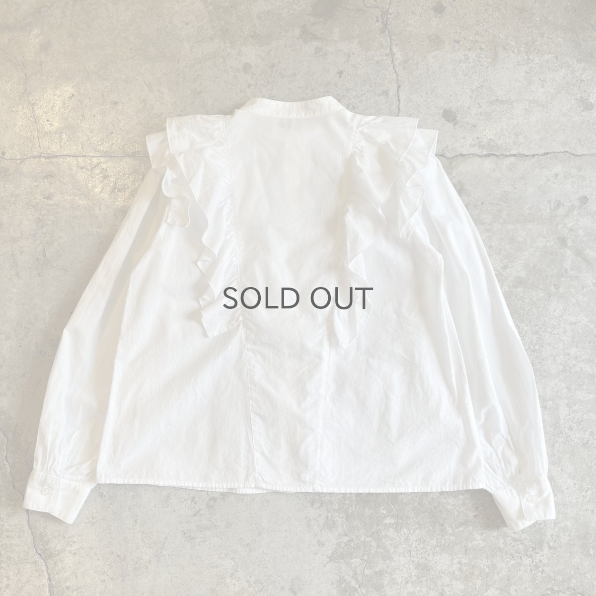 画像2: POINT FRILL DESIGN NO COLLAR L/S BLOUSE / Ladies M (2)