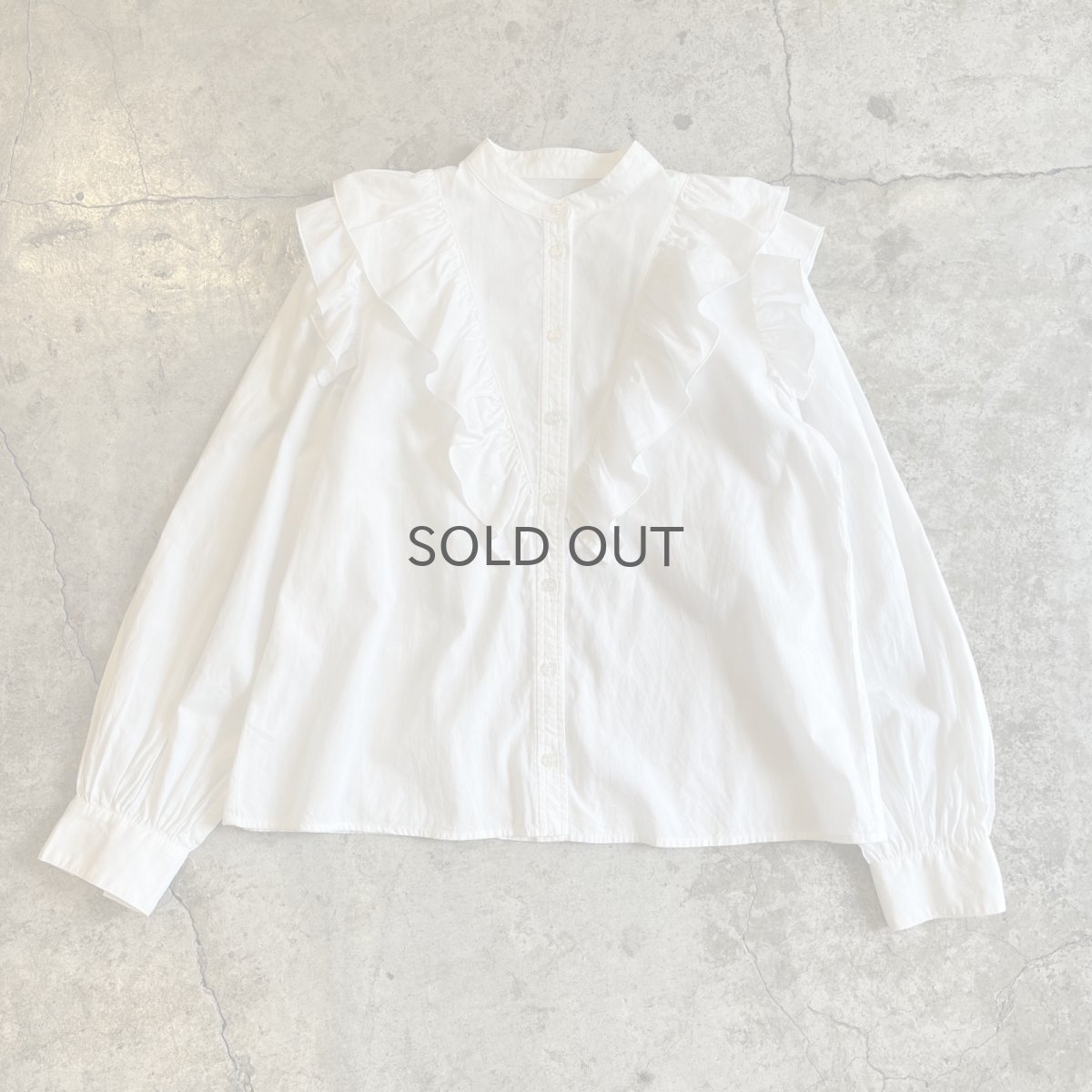 画像1: POINT FRILL DESIGN NO COLLAR L/S BLOUSE / Ladies M (1)