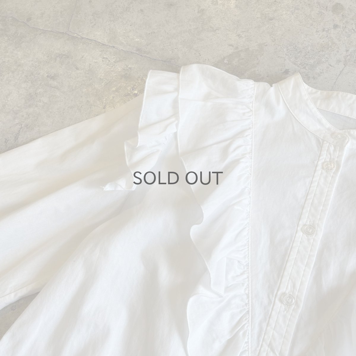 画像8: POINT FRILL DESIGN NO COLLAR L/S BLOUSE / Ladies M (8)