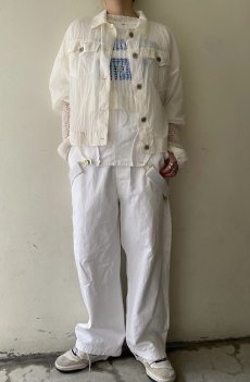 画像12: WHITE COLOR DOUBLE POCKET DESIGN SHEER JACKET / Ladies M (12)