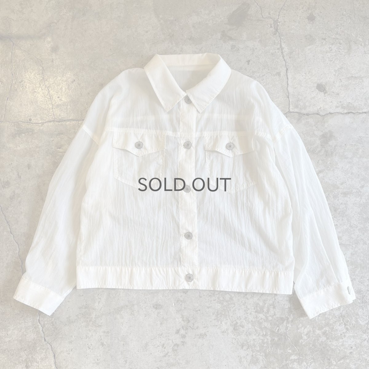 画像1: WHITE COLOR DOUBLE POCKET DESIGN SHEER JACKET / Ladies M (1)