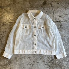 画像1: WHITE COLOR DOUBLE POCKET DESIGN SHEER JACKET / Ladies M (1)