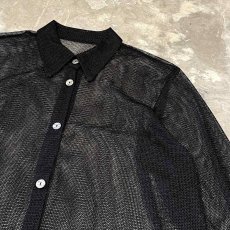 画像4: BLACK COLOR DESIGN MESH L/S SHIRT / Mens L (4)