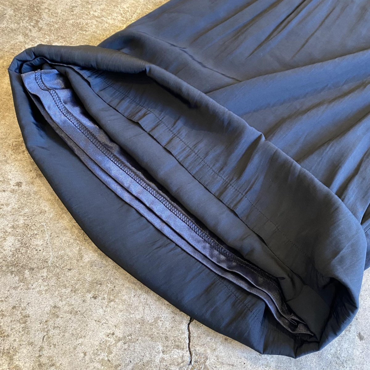 画像6: BLACK COLOR LUSTER DESIGN WIDE PANTS / FREE~W34 (6)