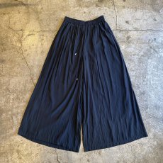 画像1: BLACK COLOR LUSTER DESIGN WIDE PANTS / FREE~W34 (1)