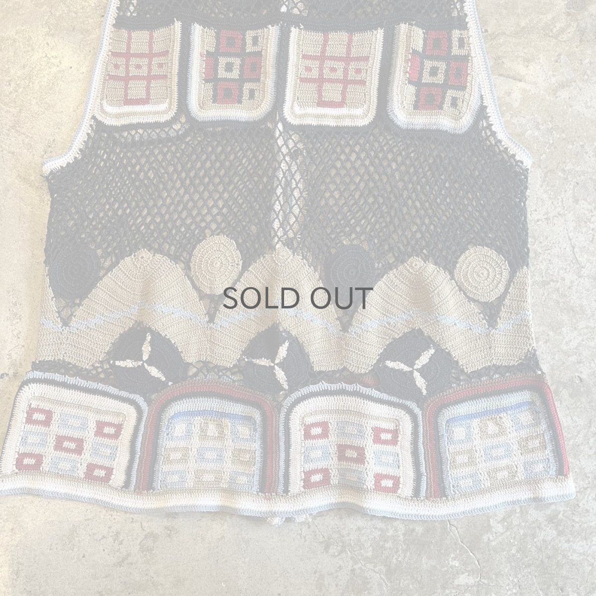 画像11: MIX COLOR PATTERN CROCHET DESIGN VEST / Ladies M (11)