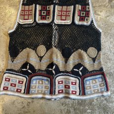 画像11: MIX COLOR PATTERN CROCHET DESIGN VEST / Ladies M (11)
