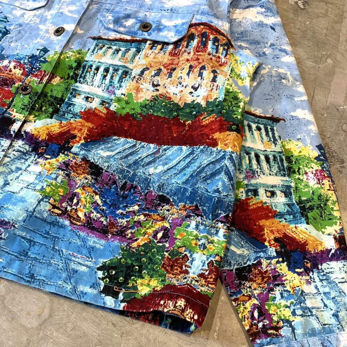 画像6: ALL OVER CITY SCAPE PATTERN DECORATIVE JACKET / Mens L (6)